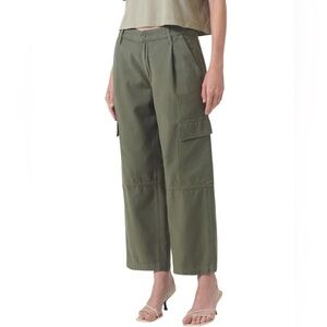 AGOLDE JERICHO CARGO PANTS FATIGUE Wide Leg Cargo Front Pleats & pockets sz 34